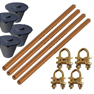 KIT 04 HAST ALTA CAMADA ATERRAMENTO 5/8 14,3MMX2,4M+04 GTDU+04 CAIXA