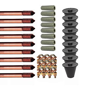 Kit 9 Haste Terra 5/8 X2,4m C/rosca Prolonga + Luvas