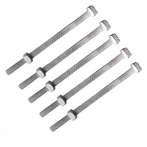 KIT 5 PARAFUSO GALV FOGO POSTE PADRAO 12X250MM 1/2X10" M12