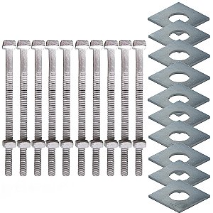 KIT 10 PARAFUSOS GALV FOGO POSTE PADRAO 12X250MM 1/2X10" M12