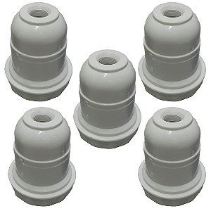 KIT 5 SOQUETE E-27 ABAJUR PLASTICO BRANCO