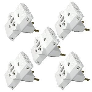 KIT 5 PINO ADAPTADOR TIPO T 10A BRANCO UNIVERSAL