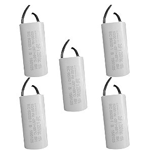 KIT 5 CAPACITOR 2X250V 2 FIOS METALIZADO TRI