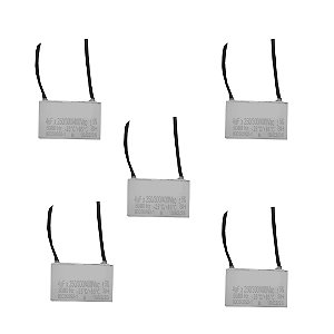 KIT 5 CAPACITOR 2 FIOS QUADRADO 4UF X 250/400V TRI