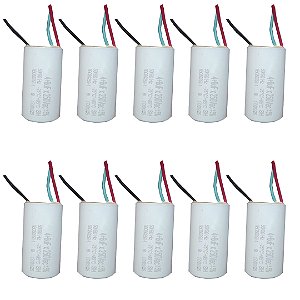 KIT 10 CAPACITOR 3 FIOS REDONDO 4+6  UF X 250V TRI