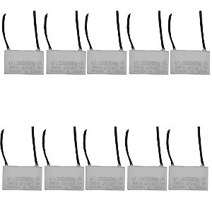 KIT 10 CAPACITOR 2 FIOS QUADRADO 4UF X 250/400V TRI