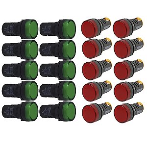 KIT SINALEIROS LED AD22 22MM 220V VERDE VERMELHO