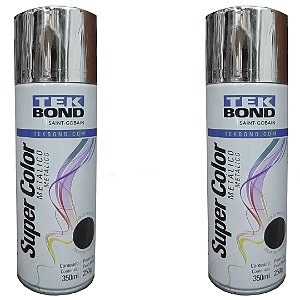 KIT 02 TINTA SPRAY CROMADO METALICO 350ML TK