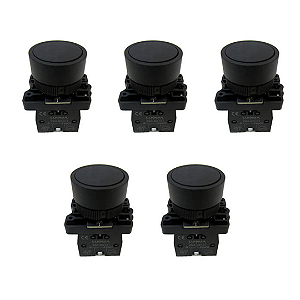 KIT 5 BOTÃO PULSO PLASTICO  LK2-EA21 (PRETO) 1NA LUKMA