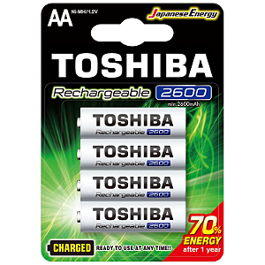 PILHA RECARREGAVEL  AA 2600MAH COM 4  TOSHIBA TNH