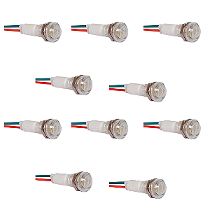 KIT 10 SINALEIROS 9MM OLHO DE BOI BRANCO 24V LUKMA