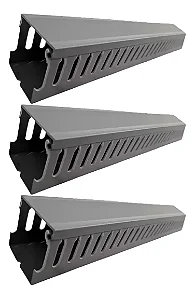 Kit 3 Canaleta Aberta Ventilada Cinza 30x30 Barra 2mt