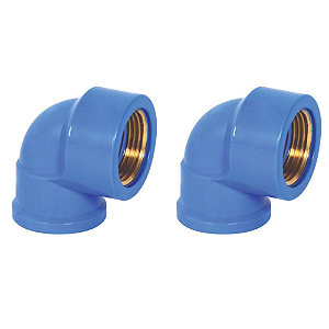KIT 2 JOELHO 90 SOLDAVEL/ROSCA 20MMX1/2 ROSCA LATÃO AZUL AMANCO