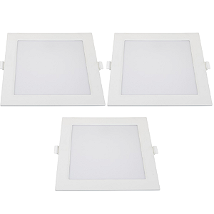 KIT 3 PAINEL LED SUPER ABS EMBUTIR 24W BIV 6500K QUAD