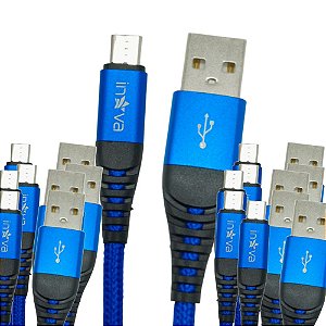 KIT 10 CABO CELULAR 3.1A SUPER FLEXIVEL USB TIPO-C 1MT INOVA