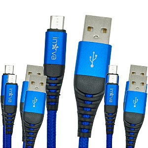 KIT 05 CABO CELULAR 3.1A SUPER FLEX USB TIPO-C 1MT INOVA