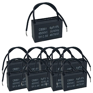 KIT 10 CAPACITOR POLIPROPILENO 6X450V - QUADRADO CBB61