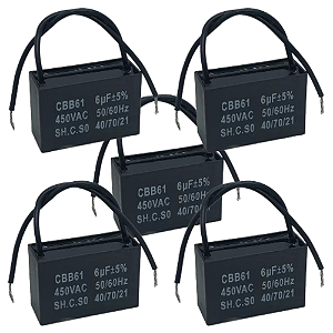 KIT 5 CAPACITOR POLIPROPILENO 6X450V - QUADRADO CBB61