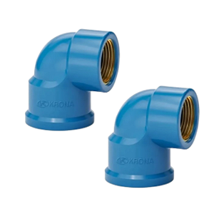 KIT 2 JOELHO SOLDAVEL 90  25X1/2 AZUL BUCHA LATÃO KRONA
