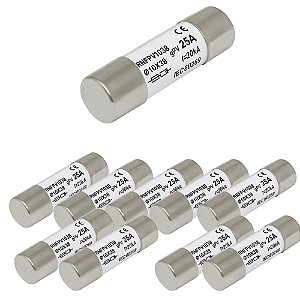 KIT 10 FUSIVEL CARTUCHO 10*38 - 25A