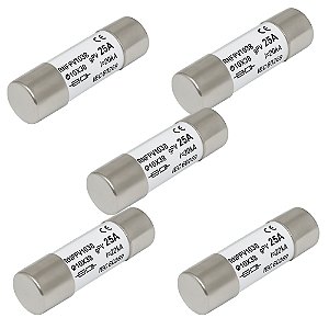 KIT 5 FUSIVEL CARTUCHO 10*38 - 25A