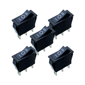 KIT 5 CHAVE GANGORRA ON/OFF/ON 3 POLOS PRETA 15A