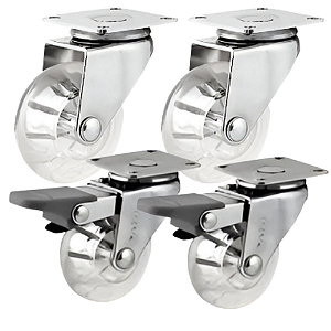 KIT 4 RODIZIO GIRATORIO 2" POL PU TRANSP 2 FREIO NOVE54