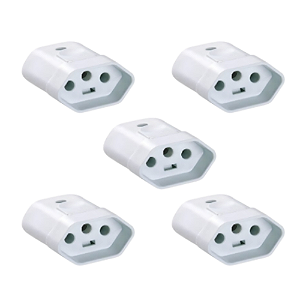 KIT 5 PLUGUE FEMEA  2P T 10A BRANCO