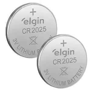 KIT 2 PILHA BOTAO ELETR CR2025 3V ELGIN