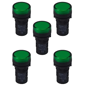 KIT 5 SINALEIRO LED 22MM VERDE 220V STARK
