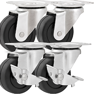 KIT 4 RODIZIO GIRAT.  2" POL LEVE PT VONDER - COM/SEM FREIO