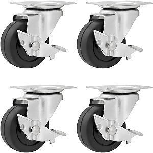 KIT 4 RODIZIO GIRATORIO C/FREIO 2" POL LEVE PRETO VONDER