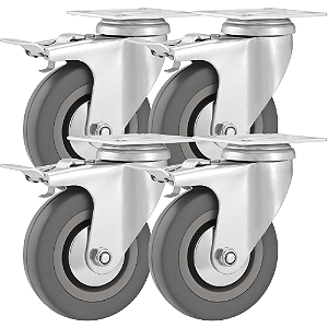 KIT 4 RODIZIO CZ PVC GIRAT C/ FREIO, 2" 50MM P/ 27KG VONDER