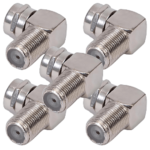 KIT 5 CONECTOR COAXIAL TV  F MACHO P/ F FEMEA 90 GRAUS