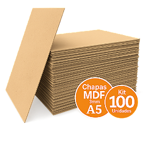 KIT 100 Chapas De Mdf Cru 3mm 15x21 Cm A5 Quadros Artesanato