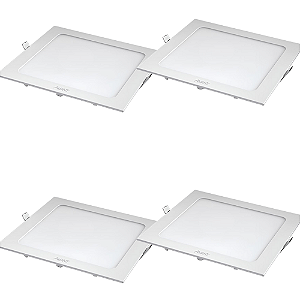 KIT 4 PLAFON PAINEL LED 18W EMBUTIR QUADRADO 22X22 4000K