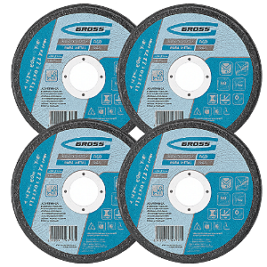 KIT 4 DISCO DE CORTE INOX E METAL 115X1.0X22,23 GROSS