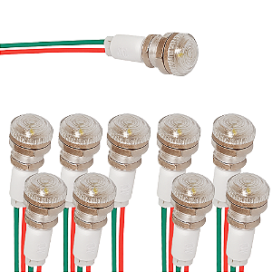 KIT 10 SINALEIRO 9MM OLHO DE BOI BRANCO 220V LUKMA