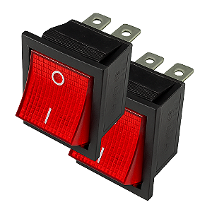 KIT 2 CHAVE GANGORRA 16A 4POLOS ON-OFF  VERMELHA