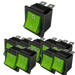 KIT 10 CHAVE GANGORRA 16A 4POLOS ON-OFF VERDE