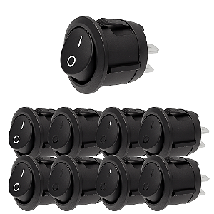 KIT 50 CHAVE GANGORRA PRETA ON/OFF 2POLOS 6A/250V