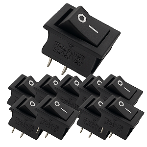 KIT 10 CHAVE GANGORRA ON/OFF 2 POLOS 6A 125V PRETA