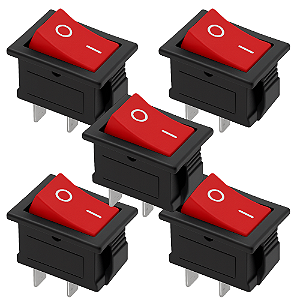 KIT 5 CHAVE GANGORRA ON/OFF 2 POLOS 6A125V VERMEL