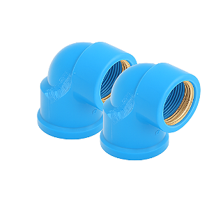 KIT 2 JOELHO SOLDAVEL 90 25X3/4 AZUL BUCHA LATÃO KRONA