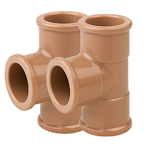KIT 2 TEE SOLDAVEL PVC MARROM 60MM PLASTUBOS 96087