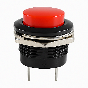 CHAVE PULSO PUSH BUTTON 2 POLOS 13MM VERMELHA 3A 250V