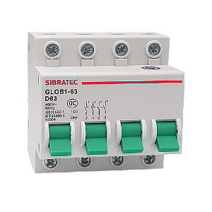 DISJUNTOR TETRAPOLAR- DIN GLOB1-C 63A 4 POLOS SIBRATEC