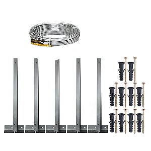 KIT 05 SUPORTE HASTE CONCERTINA 45CM BASE P/15 METROS