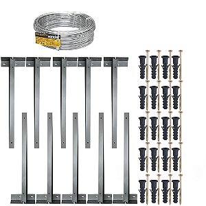 KIT 05 SUPORTE HASTE CONCERTINA 45CM BASE P/25METROS