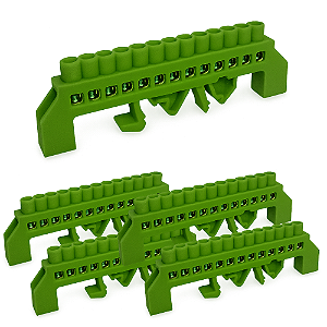 KIT 5 BARRAMENTO DIN DISTR VD TERRA 12P C/PROTEÇAO SIBRATEC